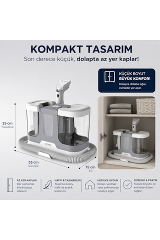 Vacwell Hidro Mini Koltuk Ve Halı Yıkama Makinesi 500 Watt 16 Kpa 3 Başlıklı