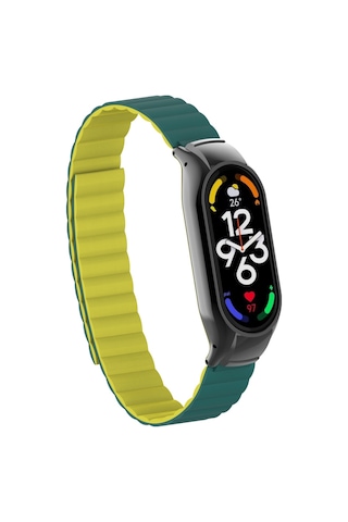 Xiaomi Mi Band 7 Uyumlu Krd-69 Nrtk Kordon-koyu Yeşil-sarı