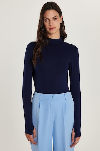 Tudors Kadın Regular Fit Klasik Kesim Viskon Kumaş Balıkçı Yaka Lacivert Bluz -34619 Lacivert
