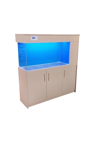 Kanki Pet 135 Cm Yandan Sumplı Cappuccino Mdf Mobilyalı Akvaryum Kumandalı Led Aydınlatmalı