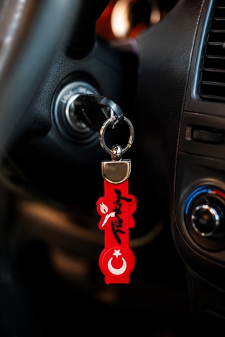 Türkiye Yazılı Silikon Anahtarlık Araç Motosiklet Ev Ofis Anahtarlığı Kırmızı