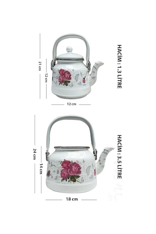 Nishev Italyan Lüks Emaye Çaydanlık Takımı Pembe