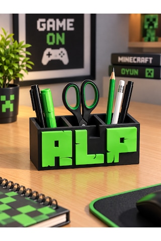 Miinecraft Temalı İsimli Kalemlik Kişiye Özel İsme Özel Üretim, Çok Gözlü Kalemlik 3 Harfli İsim Tasarımı