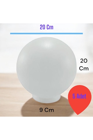 5 Adet 20'lik Karpuz Küre, Birinci Kalite Pvc Glop, Bahçe Aplikleri Yedek Parçası, 20 Cm Pvc Küre Beyaz