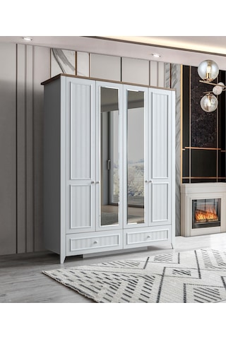 Yalı Modern 4 Kapaklı Aynalı Elbise Dolabı 165 60 211