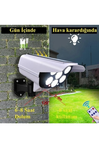 Sahte Güvenlik Kamerası Görünümlü Güneş Led Kumandalı Solar 3 Mod