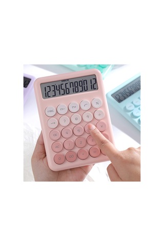 Aubyhe Desk Tipi Renkli Gradyan Hesap Makinesi - 12 Basamaklı Büyük Lcd Ekran, Sessiz İşlem, Aaa Pil Pil Yok - Pembe Gradyan Pembe