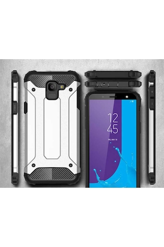 Ekılıf - Samsung Galaxy J6 Uyumlu Kılıf Çift Katman Zırh Tank Crash Military Kapak - Mavi