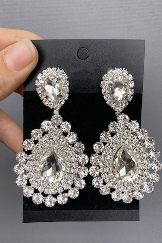 FdayAksesuar En Güzel Gelinler Için Gümüş Subra Gelin Tacı Ve Küpesi FRDY31559