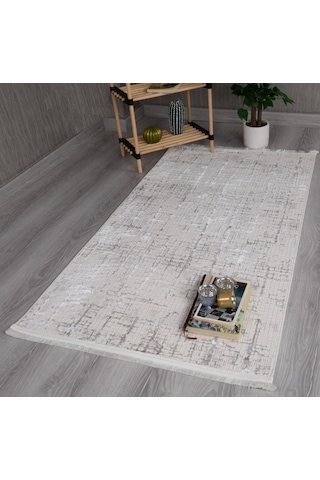 My Evilla Modern Dekoratif Star Seri Krem Gri Dokuma Halı Star4107c