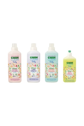 U Green Clean Baby Çamaşır Yumuşatıcı 1 Lt+Leke Çıkarıcı 1 Lt+Çamaşır Deterjanı 1 Lt+Biberon Temizl