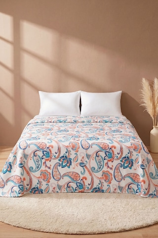 Etnik Floral Desen Çift Kişilik Baskılı Pike & Yatak Örtüsü 200x230 Cm Çok Renkli