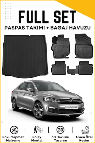Citroen C-elysee 2022 Model Birebir Uyumlu Bagaj Havuzu+paspas Seti