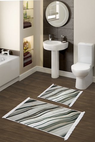 Alanur Home Kaymaz Taban Djt Klozet Takımı Trend Saçaklı Mermer E5032 Beyaz