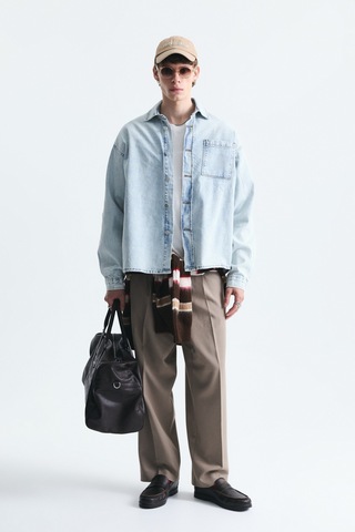 Vamos Oversize Denim Gömlek Açık Mavi