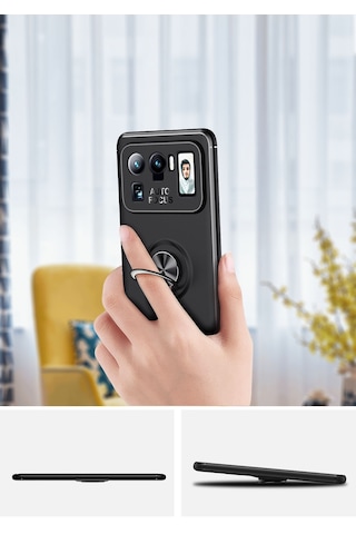 Xiaomi Mi 11 Ultra Kılıf Zore Ravel Silikon Kapak Siyah-Mavi