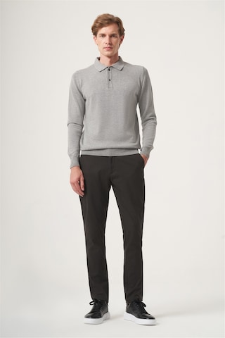 İmza Gri Polo Yaka Uzun Kol Örme Comfort Fit Pamuklu Kazak 1012265150