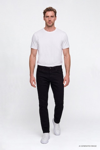 Ac&Co / Altınyıldız Classics Erkek Sıyah Pamuklu Comfort Fit Rahat Kesim 5 Cepli Esnek Rahat Jean Kot Denim Pantolon Siyah