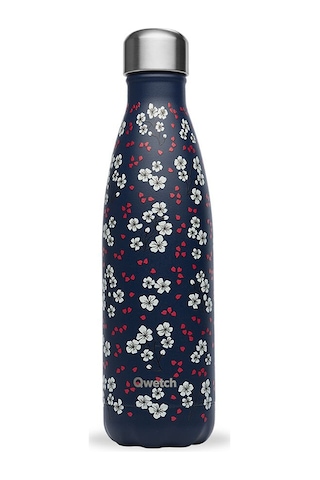 Qwetch QD3470 Çiçek Desenli Isı Yalıtımlı 500 ML Termos - Lacivert