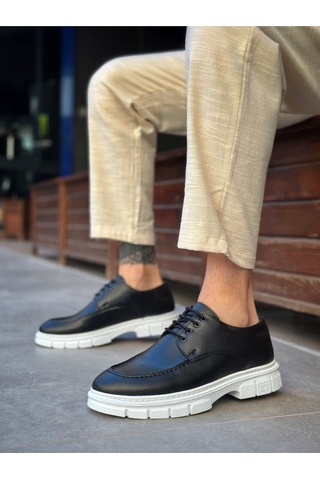 DMR Elegance Ba0237 Bağcıklı Rugan Klasik Yüksek Taban Cilt Siyah Casual Erkek Ayakkabı Rekli