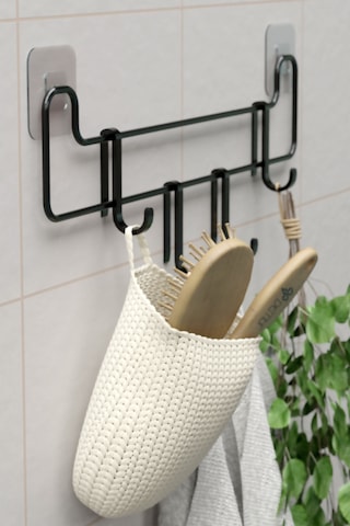 Zabata Yapışkanlı Banyo Askısı Siyah Metal Askılık Duvar Askı Organizer Banyo Düzenleyici Siyah