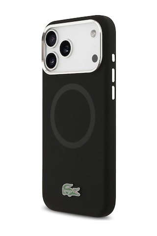 Apple Uyumlu iPhone 17 Pro Max Kılıf Lacoste Lisanslı M-safeli İkonik Metal Kamera Çerçeveli Silikon Kapak Siyah Siyah
