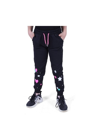 Fyk Kids 3'lü Karışık Desenli, Yüksek Bel Detaylı Kız Çocuk Eşofman Altı Siyah - Antrasit