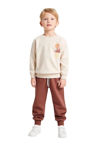 Frm Erkek Çocuk Örme Bisiklet Yaka Sweatshirt Ve Eşofman Altı Takımı Bej