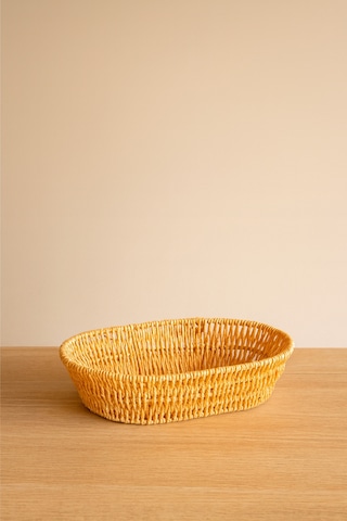 Oval Örgü Hasır Ekmek & Servis Sepeti 21 Cm Bej