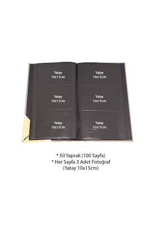 Rabsev 10x15cm 300 Fotoğraf Kapasiteli Lüks Pencereli Deri Fotoğraf Albümü RSLPP46300-G