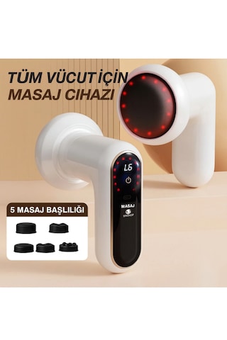 5 Başlıklı 6 Kademeli 3 Fonksiyonlu Şarjlı Tüm Vucut İçin Masaj Aleti Özel Antiselülit Masaj Cihazı Vücut Beyaz