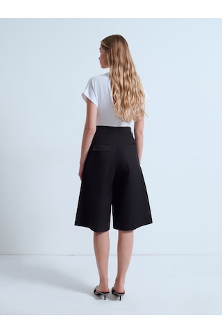 Dilvin 72705 %100 Pamuk Wide Leg Bermuda-siyah