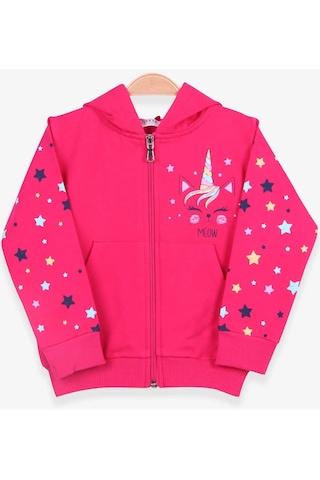 Breeze Kız Çocuk Hırka Kolları Desenli Baskılı 1-4 Yaş, Fuşya-fuşya Fuşya