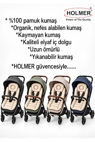 Holmer Organik Pamuklu Ortapedik Bel Destekli Bebek Arabası Minderi Bej