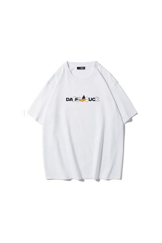 Brz Collectıon Brz Collection Unisex Oversize Daffy Duck T-shirt Beyaz