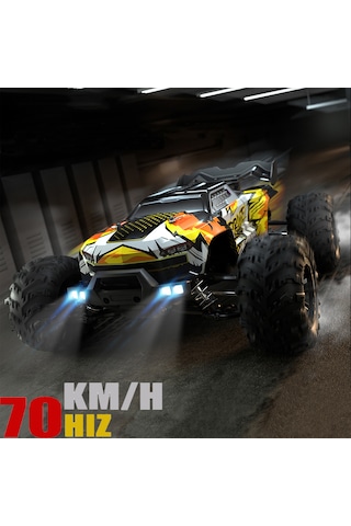 Profesyonel Rc Uzaktan Kumandalı Araba 4wd 1:16 Metal İç Aksam 70km/h Şarjlı 4x4 Model Araç - Sarı