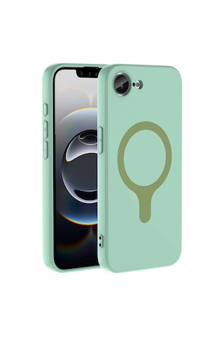 Apple iPhone Uyumlu 16e Kılıf M-safe Şarj Özellikli Zore Aris Silikon Kapak - Turkuaz