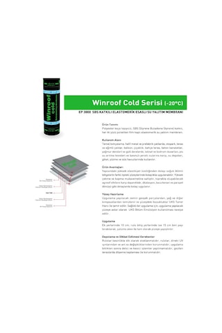 Winroof Cold Ep 3000 Membran, -20 C, 1 Rulo 10 M2 Kapatır, Sbs Katkılı Elastomerik Esaslı Su Yalıtım Membranı