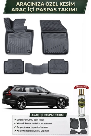 Volvo V90 2020 Model Aracınıza Özel Üretim Esnek Kauçuk Paspas Takımı