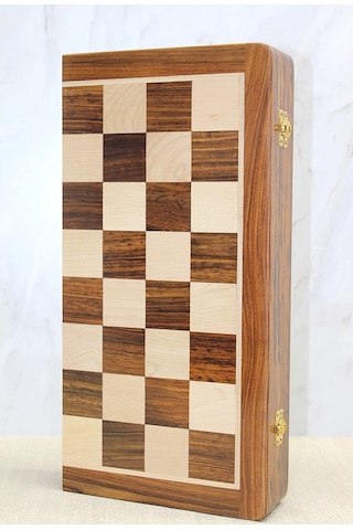 Mıknatıs Taşlı Ahşap Katlanabilir Kutulu Satranç Oyunu 40 Cm