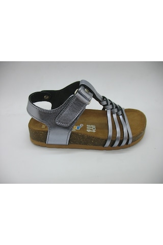 Toddler 01317 Anatomik Deri Mantar Taban Örgülü Sandalet 26-30 Füme