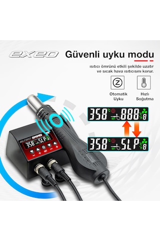 Exeo 8898 Pro Havya Sıcak Hava Üflemeli Havya İstasyonu Lehim Makinesi