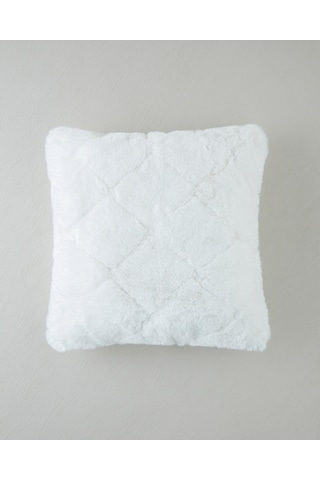 English Home Soft Touch Rabbit Pelüş Kırlent Kılıfı 45x45 Cm Beyaz Beyaz