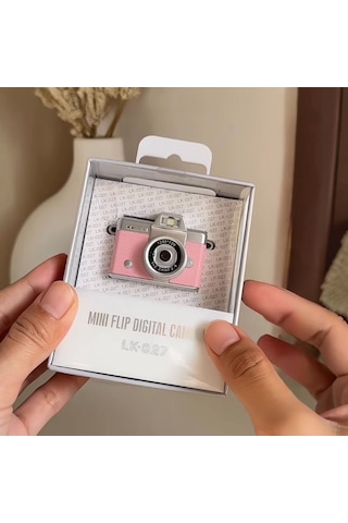 Mini Dijital Kamera Boy 3,5 4,5 Cm Yüksek Çözünürlüklü 1280 720 Hd Ekranlı Pembe