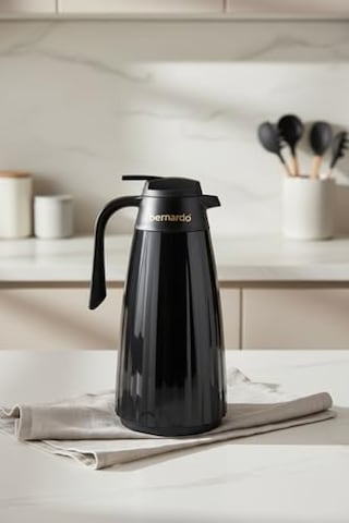 Bernardo Velana Cam Termos Siyah 1.5 Litre Açık Beyaz