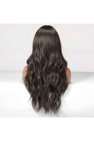 Moveevo Doğal Görünümlü Kabarık Saç Peruk Kadın Peruk Uzun Saç Perukları Siyah Kahverengi Doğal Patlamalar Yüksek Üst Uzun