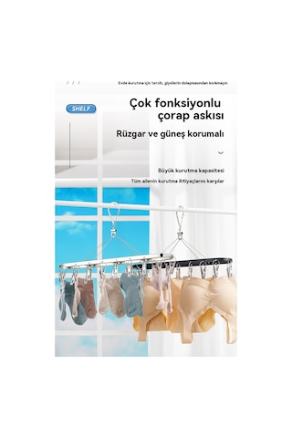 Paslanmaz Çelik Çamaşır Kurutma Rafı 18 Klipsli Çamaşır Kurutma Rafı Rüzgar Geçirmez Klipsli Çamaşır Kurutma Rafı Yeşil