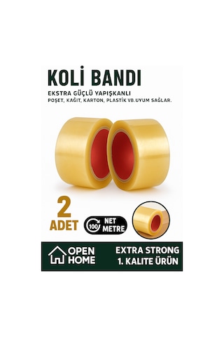 2 Adet - 100 Metre Şeffaf Koli Bandı Extra Strong 40 Micron Kalınlık, Güçlü Yapışkan Diğer