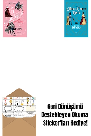 Üç Silahşörler 3 - Bragelonne Vikontu Ciltli + Monte Cristo Kontu + Okuma Sticker'ları