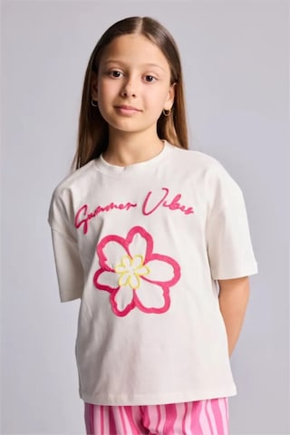 Defacto Bisiklet Yaka Floral Kısa Kollu Tişört Kız Çocuk H6155a826hser98 Ekru-er98